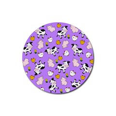 The Farm Pattern Rubber Coaster (round)  by Valentinaart