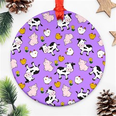 The Farm Pattern Round Ornament (two Sides) by Valentinaart