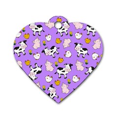 The Farm Pattern Dog Tag Heart (two Sides) by Valentinaart