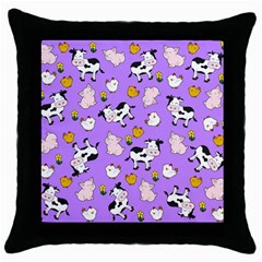 The Farm Pattern Throw Pillow Case (black) by Valentinaart