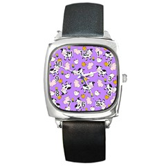 The Farm Pattern Square Metal Watch by Valentinaart