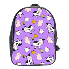 The Farm Pattern School Bag (xl) by Valentinaart