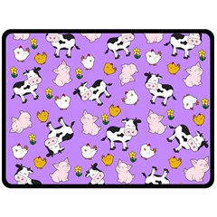 The Farm Pattern Fleece Blanket (large)  by Valentinaart