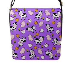 The Farm Pattern Flap Messenger Bag (l)  by Valentinaart