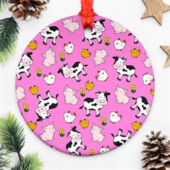 The Farm Pattern Ornament (round) by Valentinaart