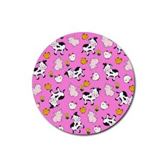 The Farm Pattern Rubber Coaster (round)  by Valentinaart