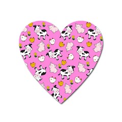 The Farm Pattern Heart Magnet by Valentinaart