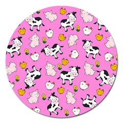 The Farm Pattern Magnet 5  (round) by Valentinaart