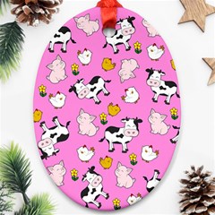 The Farm Pattern Oval Ornament (two Sides) by Valentinaart