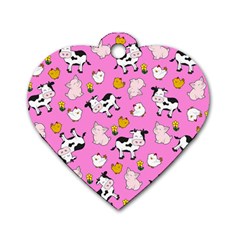 The Farm Pattern Dog Tag Heart (one Side) by Valentinaart