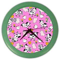 The Farm Pattern Color Wall Clocks by Valentinaart