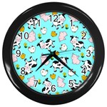 The Farm Pattern Wall Clocks (Black) Front