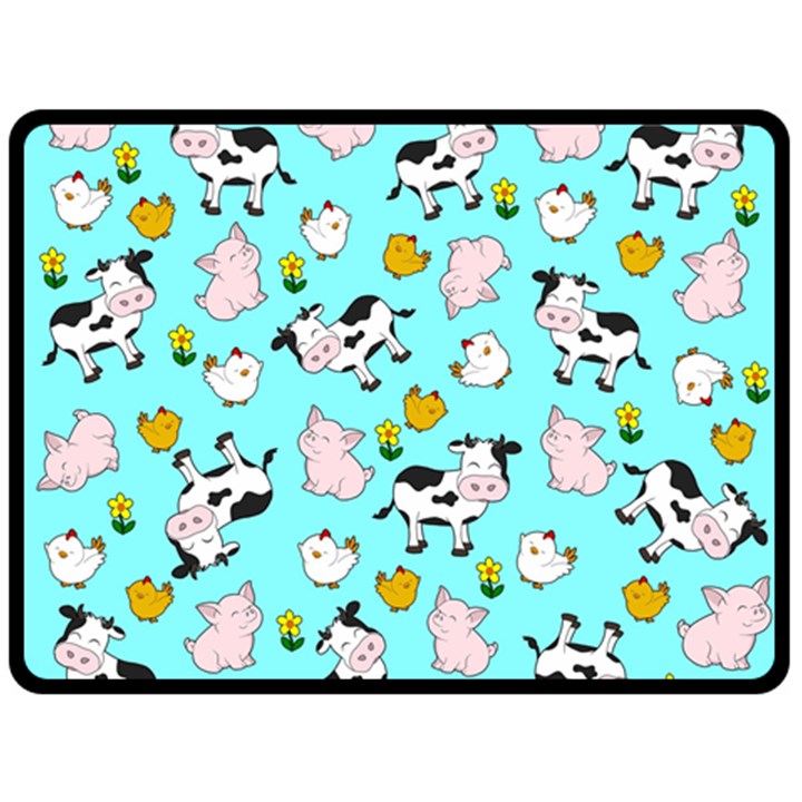 The Farm Pattern Fleece Blanket (Large) 