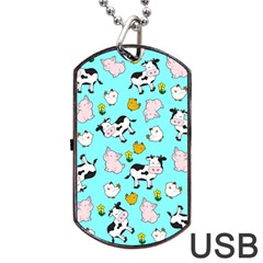 The Farm Pattern Dog Tag Usb Flash (one Side) by Valentinaart