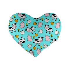 The Farm Pattern Standard 16  Premium Heart Shape Cushions