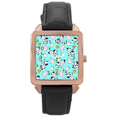 The Farm Pattern Rose Gold Leather Watch 