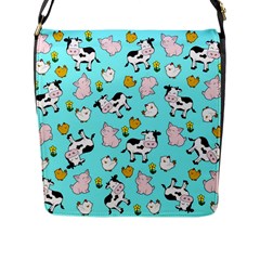 The Farm Pattern Flap Messenger Bag (l)  by Valentinaart