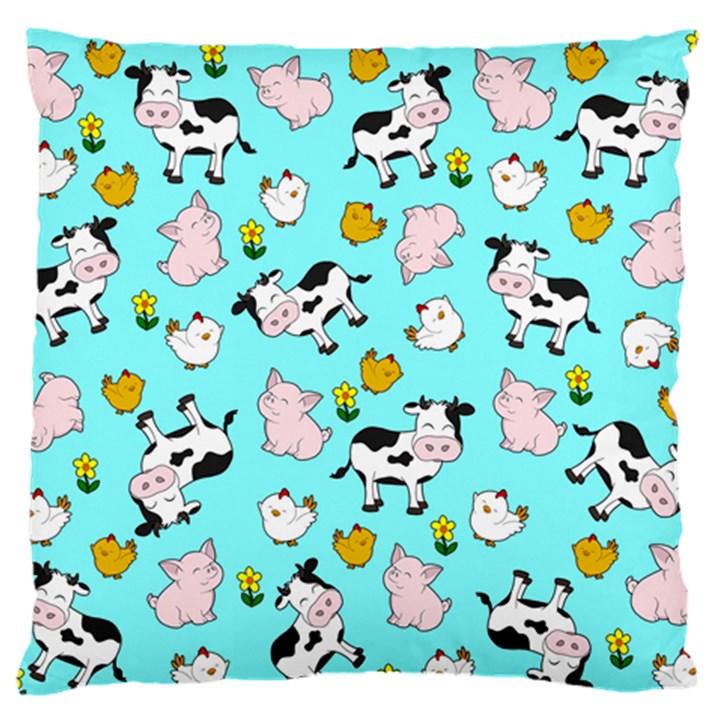 The Farm Pattern Large Flano Cushion Case (One Side)