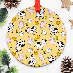 The Farm Pattern Ornament (round) by Valentinaart