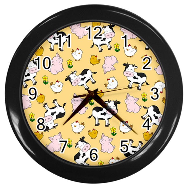 The Farm Pattern Wall Clocks (Black)