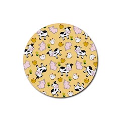 The Farm Pattern Rubber Round Coaster (4 Pack)  by Valentinaart