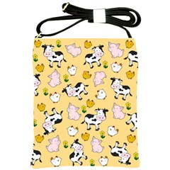 The Farm Pattern Shoulder Sling Bags by Valentinaart