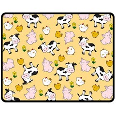 The Farm Pattern Fleece Blanket (medium)  by Valentinaart