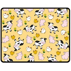 The Farm Pattern Double Sided Fleece Blanket (medium)  by Valentinaart