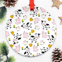 The Farm Pattern Ornament (round) by Valentinaart