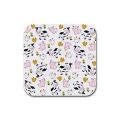 The Farm Pattern Rubber Square Coaster (4 Pack)  by Valentinaart