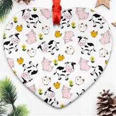 The Farm Pattern Heart Ornament (two Sides) by Valentinaart