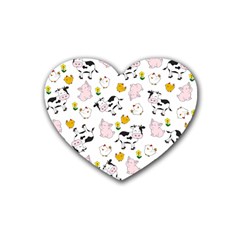 The Farm Pattern Rubber Coaster (heart)  by Valentinaart