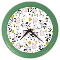 The Farm Pattern Color Wall Clocks by Valentinaart