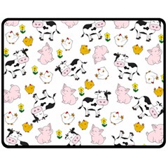 The Farm Pattern Fleece Blanket (medium)  by Valentinaart