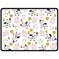 The Farm Pattern Double Sided Fleece Blanket (large)  by Valentinaart