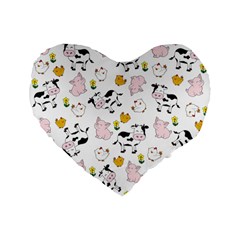 The Farm Pattern Standard 16  Premium Flano Heart Shape Cushions by Valentinaart