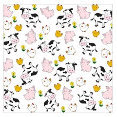 The Farm Pattern Large Satin Scarf (square) by Valentinaart