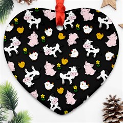 The Farm Pattern Ornament (heart) by Valentinaart