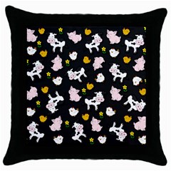 The Farm Pattern Throw Pillow Case (black) by Valentinaart