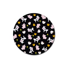 The Farm Pattern Rubber Coaster (round)  by Valentinaart