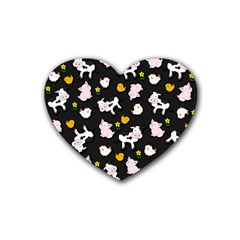 The Farm Pattern Rubber Coaster (heart)  by Valentinaart