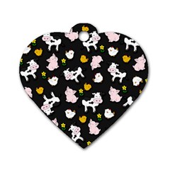 The Farm Pattern Dog Tag Heart (one Side) by Valentinaart