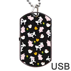 The Farm Pattern Dog Tag Usb Flash (two Sides) by Valentinaart