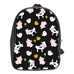 The Farm Pattern School Bag (xl) by Valentinaart