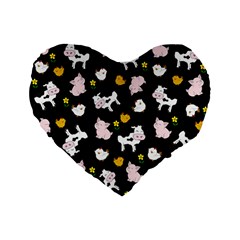 The Farm Pattern Standard 16  Premium Flano Heart Shape Cushions by Valentinaart