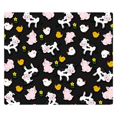 The Farm Pattern Double Sided Flano Blanket (small)  by Valentinaart