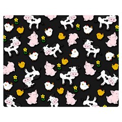 The Farm Pattern Double Sided Flano Blanket (medium)  by Valentinaart