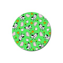 The Farm Pattern Rubber Coaster (round)  by Valentinaart