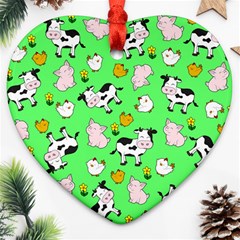 The Farm Pattern Heart Ornament (two Sides) by Valentinaart