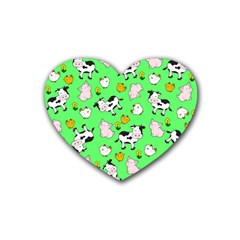 The Farm Pattern Rubber Coaster (heart)  by Valentinaart